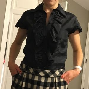 Club Monaco ruffle front XS blouse